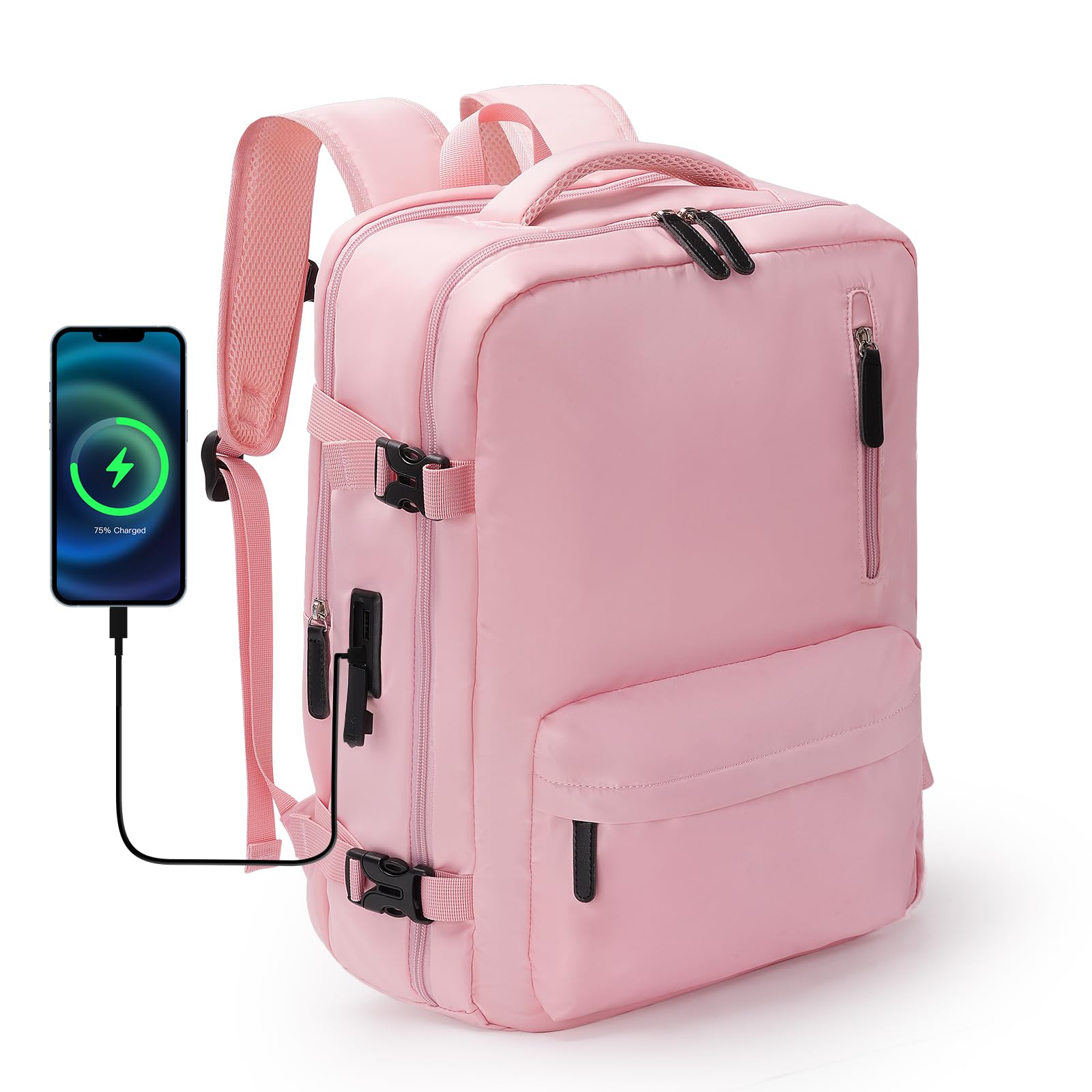 JBAOWEI Travel Backpack for Women, 15.6 Inch Laptop Backpacks with USB Charging Port, Airline Approved Casual Daypack for Personal Item Weekender