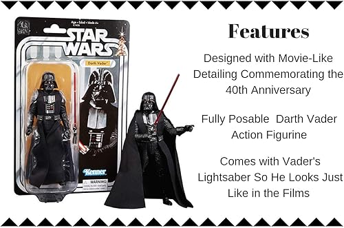 Miniatura 2 de Disney Star Wars Black Series 40th Anniversary Collection Darth Vader - Figura de acción de 6 pulgadas - Detalles similares a una película - Incluye