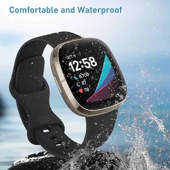 AK Straps for Fitbit Sense 2/Fitbit Sense/Fitbit Versa 4/Fitbit Versa 3 Straps for Women Men,Silicone Sport Classic Soft Replacement Straps Compatible with Fitbit Versa 3/Versa 4/Sense/Sense 2