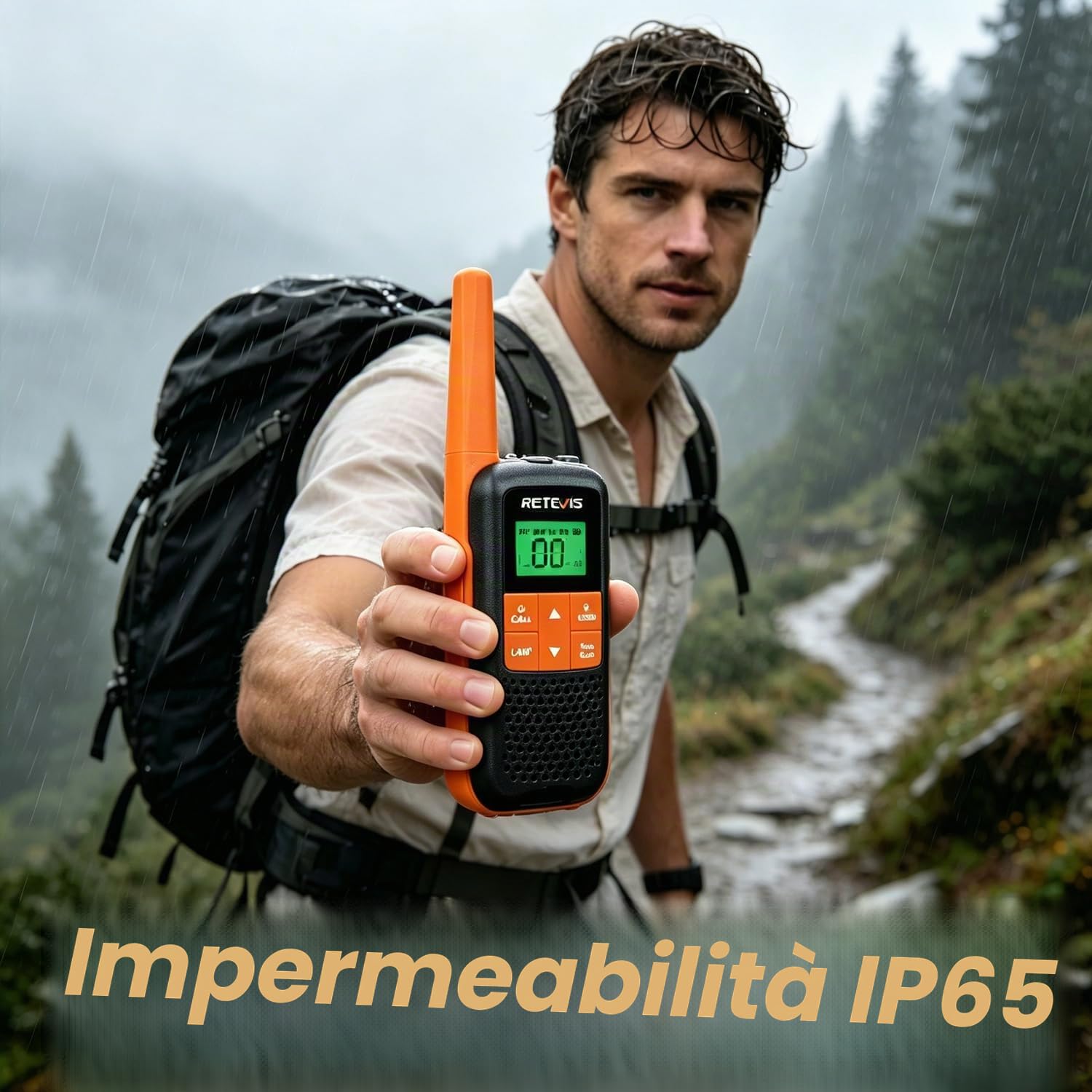 Retevis RT649 Walkie Talkie 4 Pezzi, PMR446 IP65 Wolki Toki Ricaricabili | Walkie-Talkie Professionali, 16 Canali, VOX, Radio con Torcia, Ricetrasmittenti Portatile per Attività all'aperto, Ciclismo