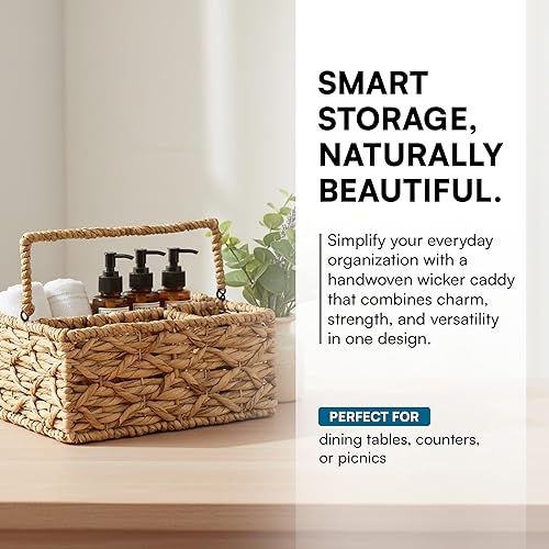 Miniatura 2 de Honey-Can-Do Cesta de mimbre multiusos de 3 compartimentos con asa, natural STO-09844 Natural Medio