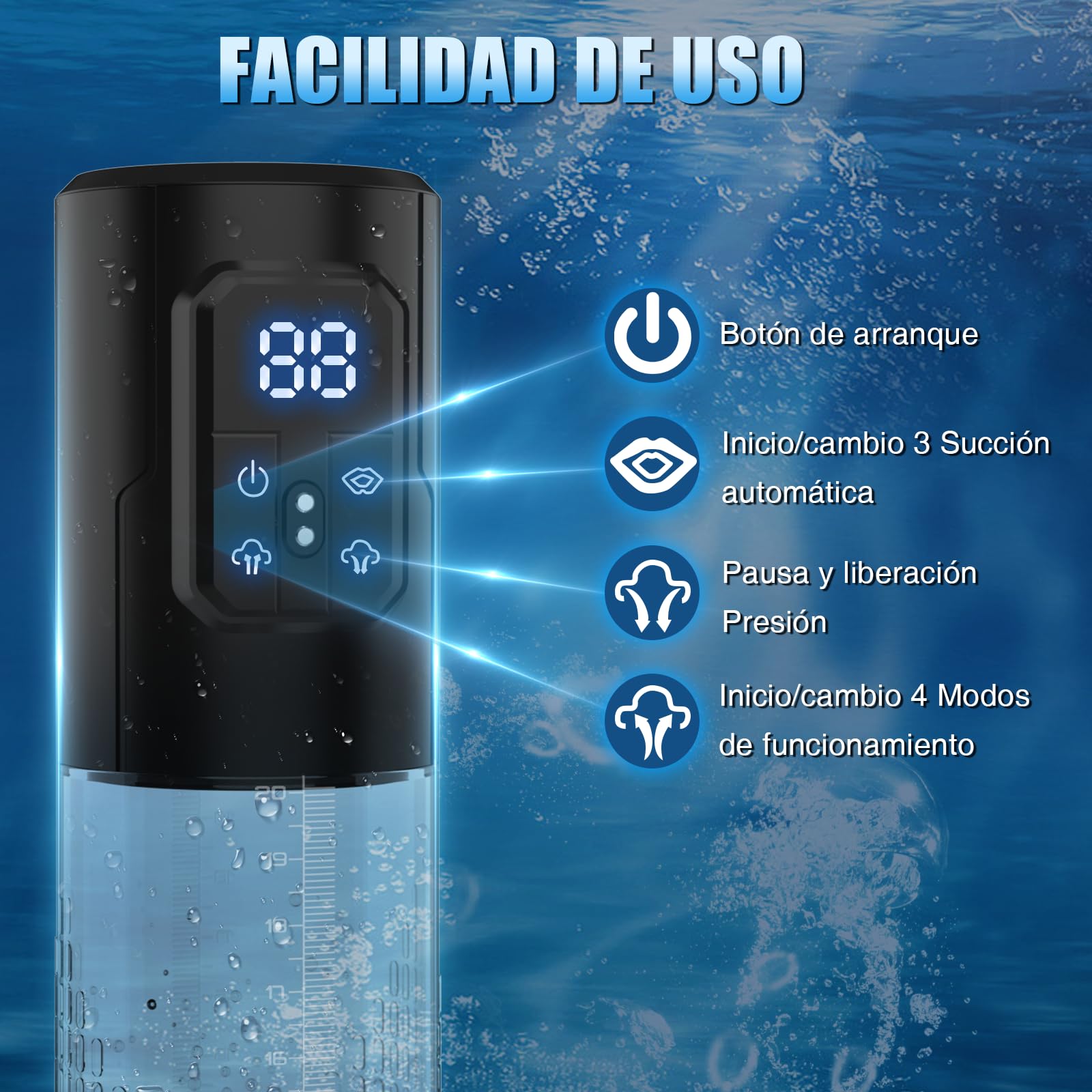 Bomba de Pene Masculino Juguetes Sexuales - Masturbador Eléctrico Alargador de Pene para Hombres, Sextoy Extensor Bomba de Vacío con 4 Modos de Succión, Juguete para Adultos con Anillo para el Polla