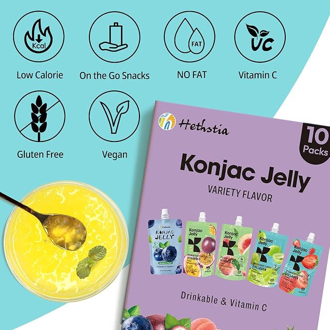 Hethstia Fideos Konjac Fettuccine Bajo en Carbos y Pack de Gelatinas, 20 Unidades miniatura 4