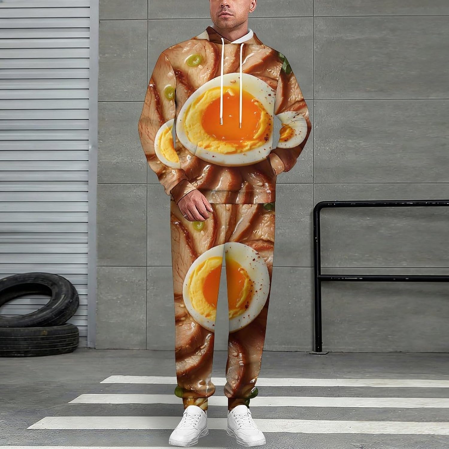 Beef Ramen Noodle Men's Hooded Set Casual 2 Pieces Suits Pullover Tracksuit Hoodies And Sweatpants