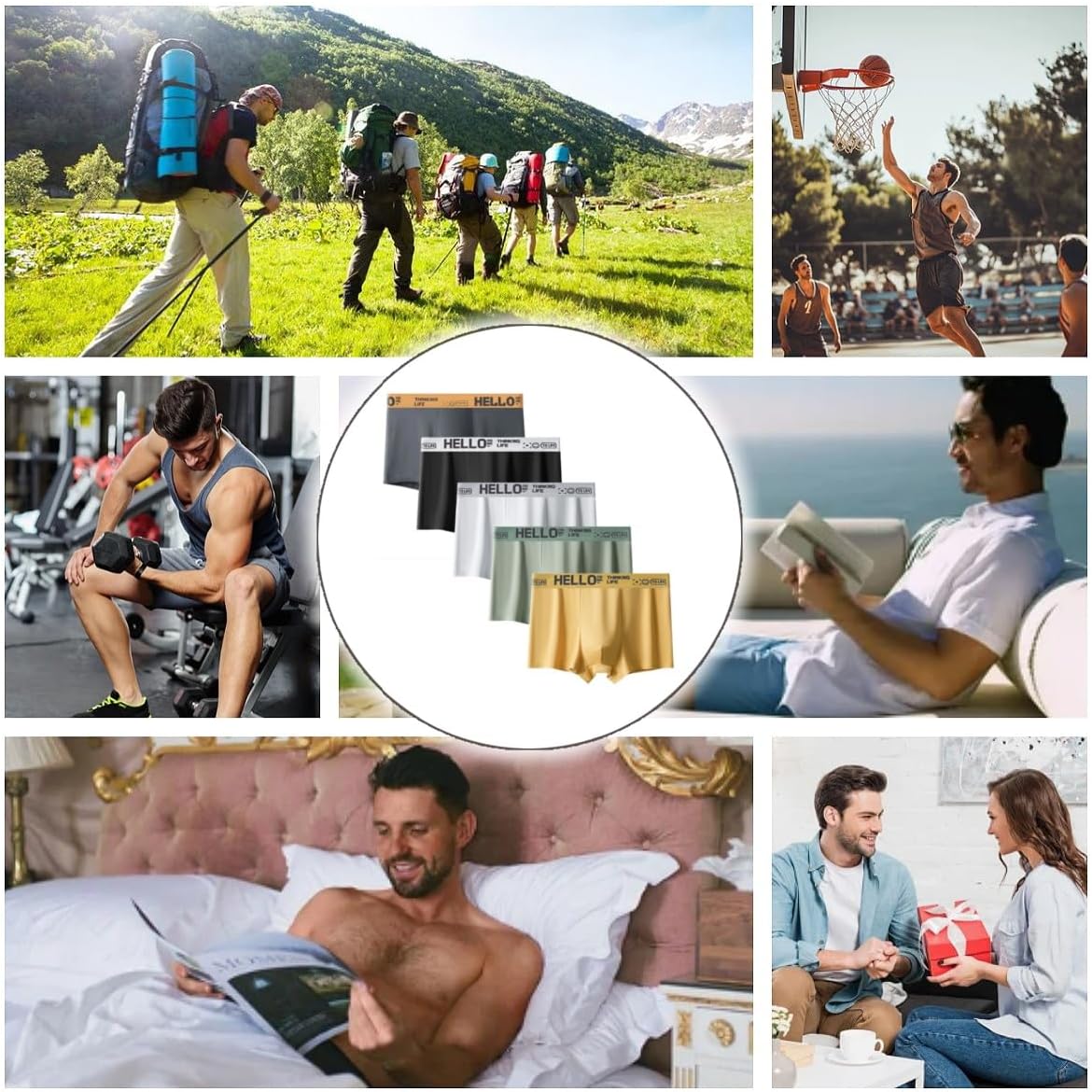 Men's Underwear Soft Breathable Comfort Flex Waistband Boxer Briefs Moisture Wicking Quick-Dry Underpants,5-Pack - Image 7