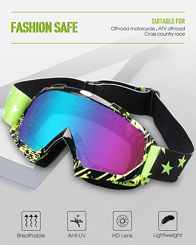 Vista 32 de Dirt Bike Goggles Motorcycle Gear ATV Riding Motocross Dirtbike 4-Wheeler Accessories Ski Fit Over The Glasses