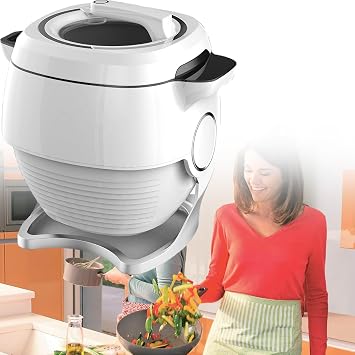 Portable Automatic Stir Fry Cooker, Automatic Cooking Machine, 360 Automatic Rotation and 3 Speed Adjustable, Touch Panel Cooker Robot for Home Outdoor Camping,110V