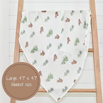 LollyBanks Muslin Swaddle Blanket, 100% Organic Cotton Baby Swaddle