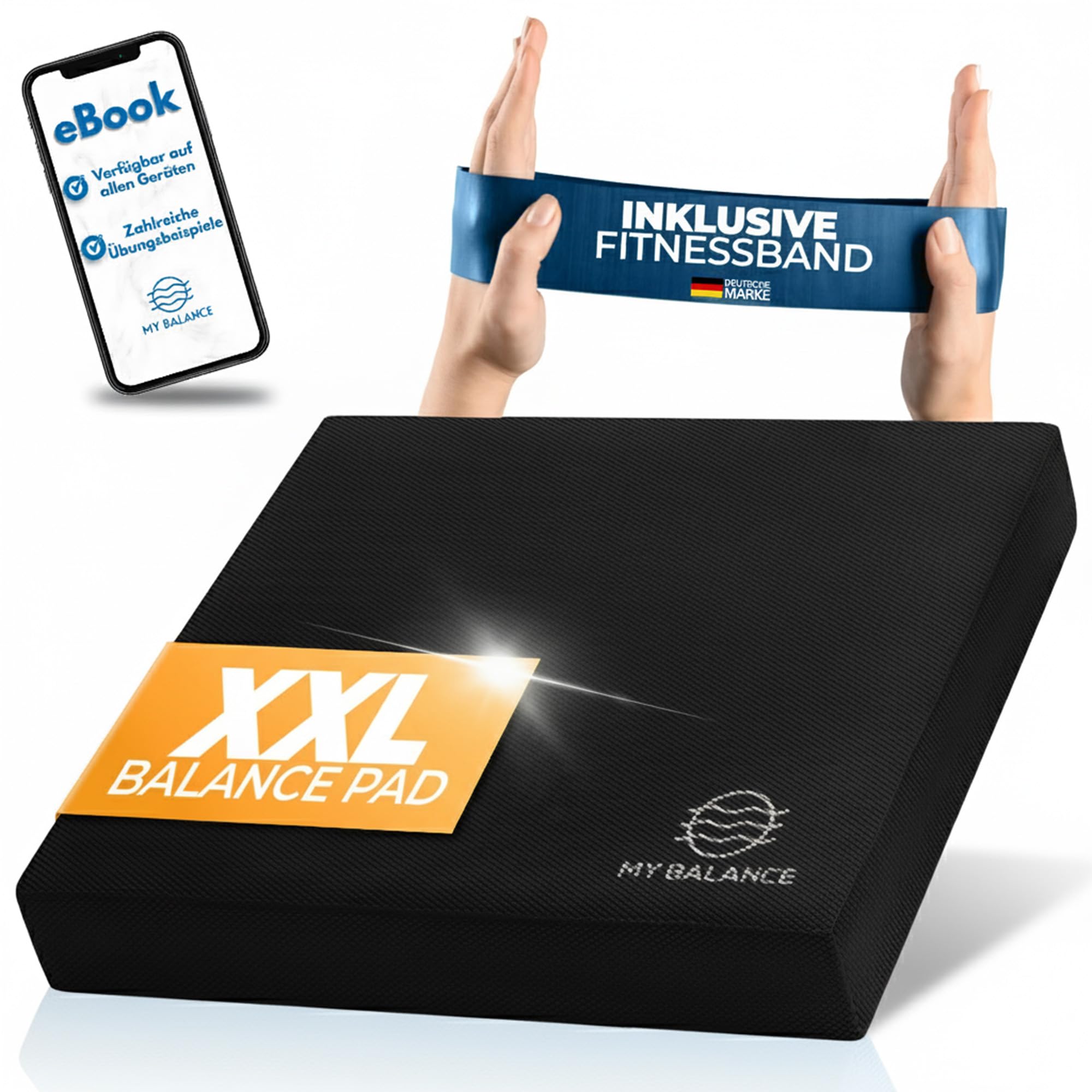 My Balance XXL - Balance-Pad inkl. Widerstandsband I Hochwertiges Balancekissen mit E-Book I Stärkt deine Balance I Balance Pad für Physiotherapie