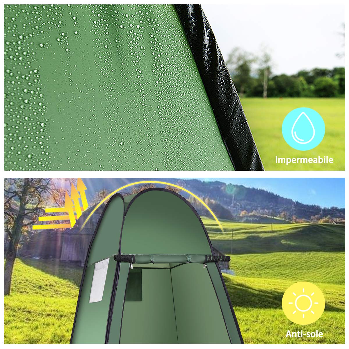 GYMAX Tenda Spogliatoio Istantanee, 120x120x190 cm, Portatile e Pieghevole, Protezione della Privacy da Esterno, come Bagno, Cabina, Doccia, Ideale per Campeggio, Vacanze e Pesca