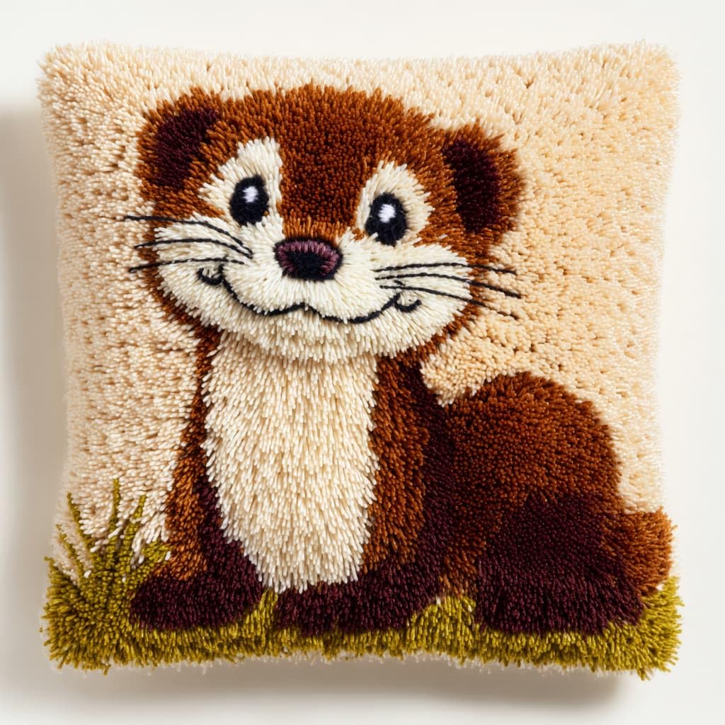 Taxpy DIY Latch Hook Cushion Kits, Animal Needlework Embroidery Set Crochet Needlework Crafts with Latch Hook Tool 43x43cm