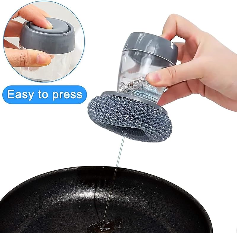 Gadget Hero's Soap Dispensing Cleaning Brush – Palm Brush for Effortless Cleaning, Liquid Filling Multifunctional Dishwasher, Kitchen Cleaning Gadget, Liquid Filling Steel Wire Ball - Photo 7