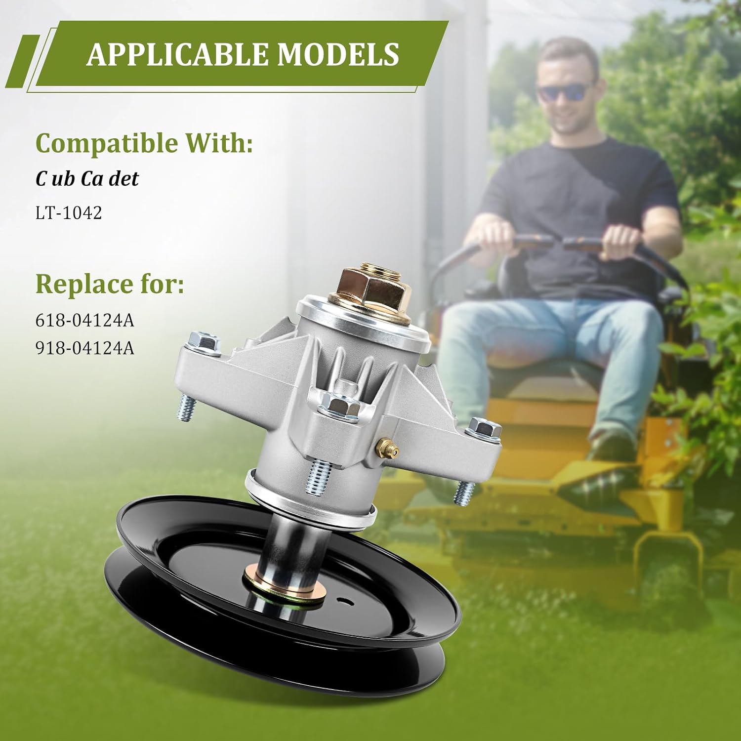 618-04124A Spindle Assembly for C ub Cad et LT1042, Replaces 918-04124A Spindle, Compatible with M TD T roy-Bilt 42" Deck with Round Hole Blades, Replace 618-04124, 918-04124, 82-402, 13001, 285-846