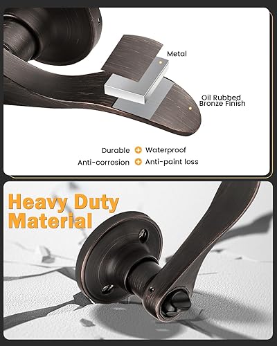 Miniatura 9 de Gobrico Manijas de puerta de níquel cepillado, manijas de puerta de privacidad para cama y baño, manejo universal, manijas de gotaonda, cerraduras