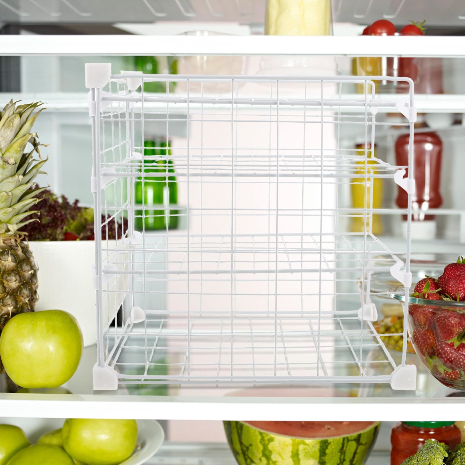 PRETYZOOM Organizador de Refrigerador de Hierro Blanco Rejilla Ajustable