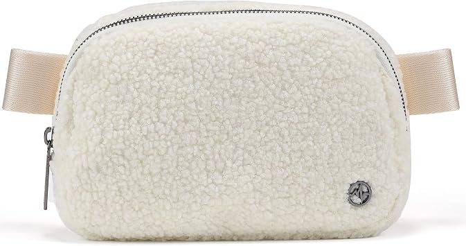 Pander Fanny pack Everywhere Fleece Belt Bag for Women and Men with Adjustable strap Belt, 1L. Floral White