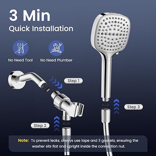 Miniatura 7 de Cabezal de ducha con filtro de mano, cabezal de ducha de alta presión con 7 pulverizadores con filtros, cabezales de ducha desmontables, filtros