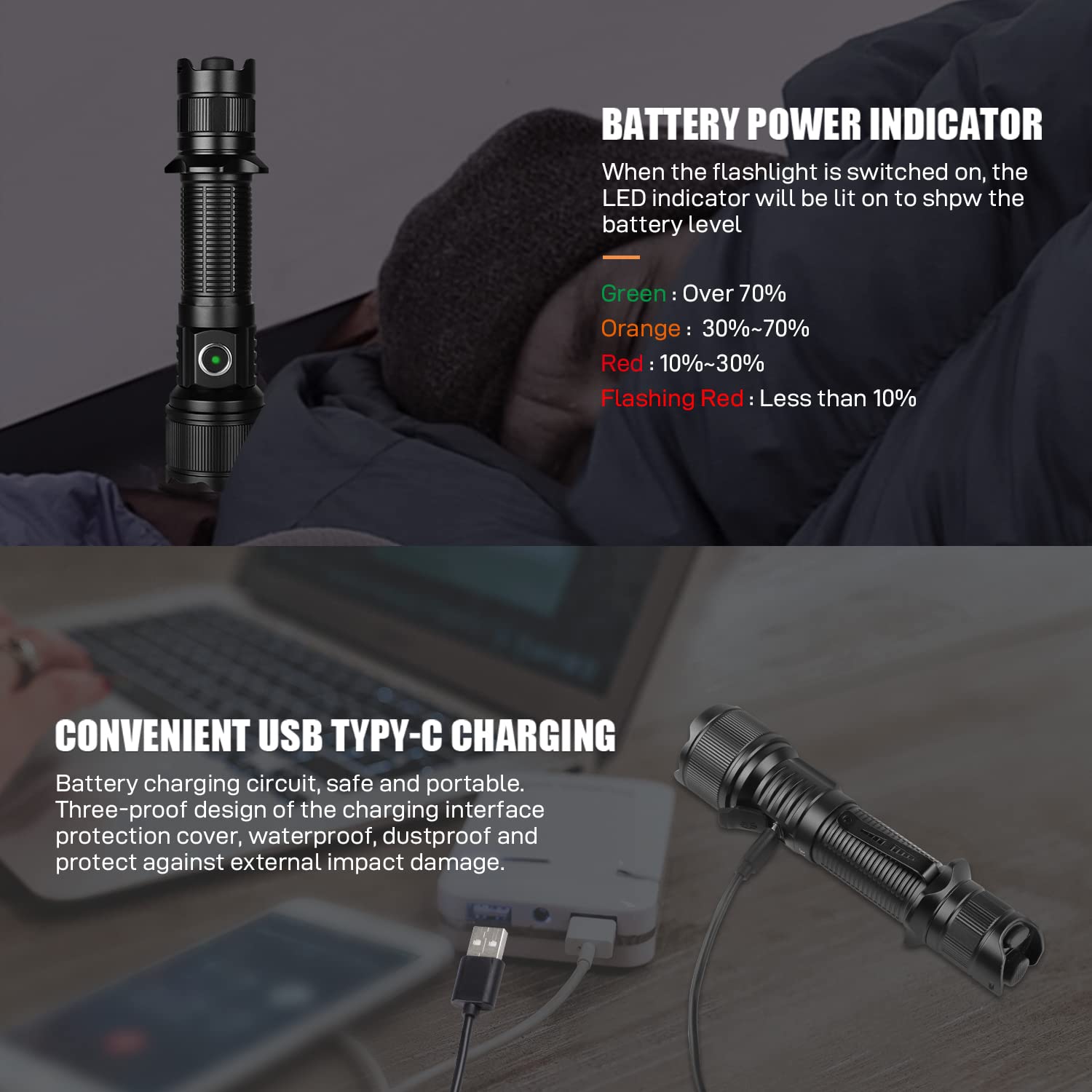 Brinyte PT16 Taktische Taschenlampe Extrem Hell, Weitreichend für Notfall