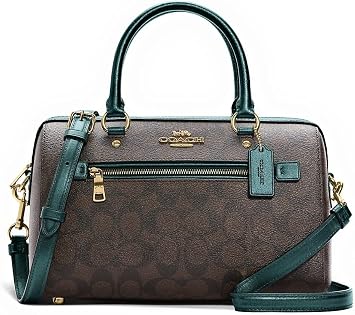 Coach Rowan Satchel In Signature Canvas, Brown/Metallic Ivy