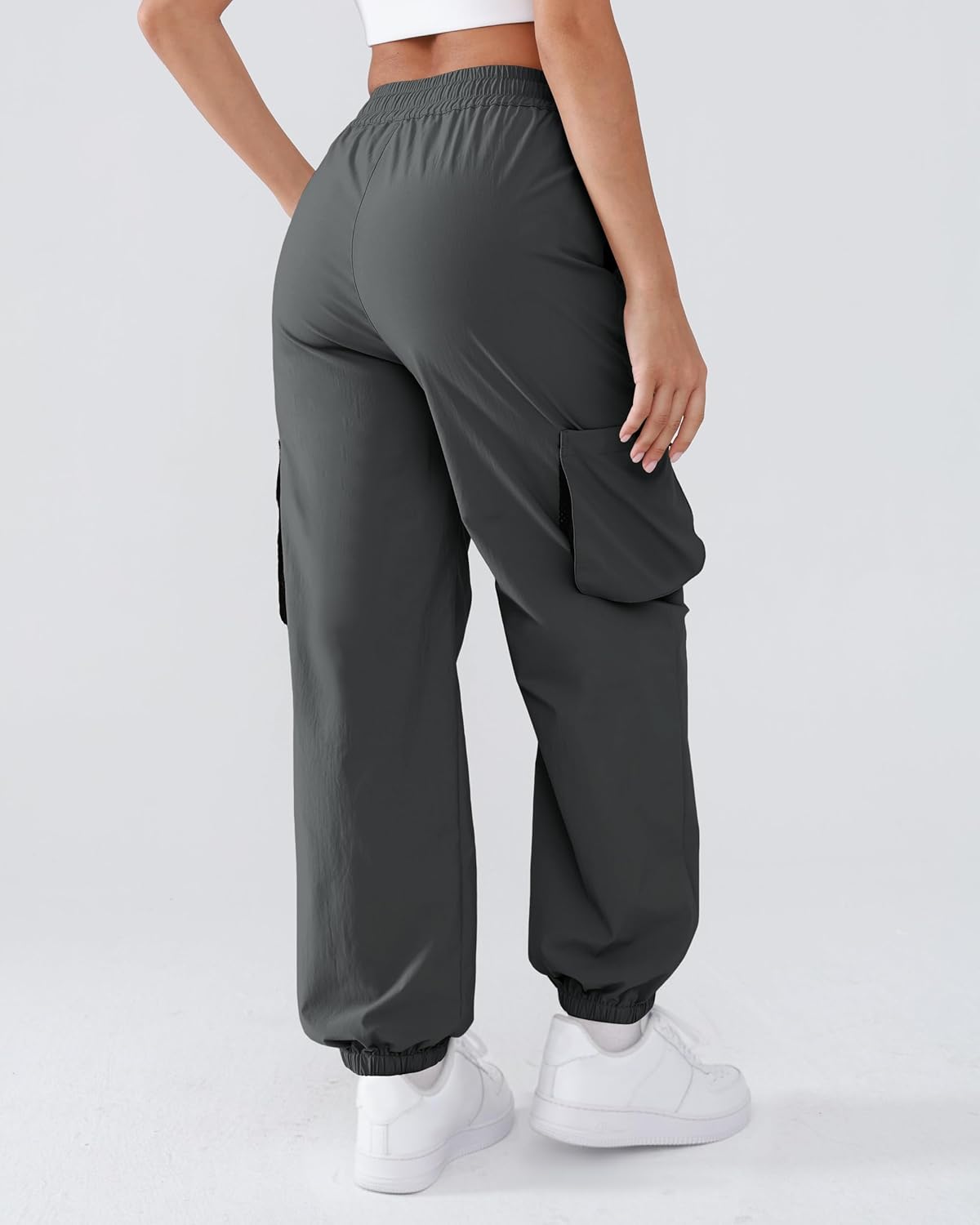 Women's Parachute Cargo Pants Quick Dry Lightweight Hiking Pants with 4 Pockets Water Resistant Travel Casual - Image 5