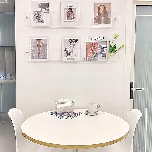 Miniatura 7 de Paquete de 2 soportes de acrílico para folletos de revistas, soporte para registros de 24 pulgadas, estante de almacenamiento de literatura colgante