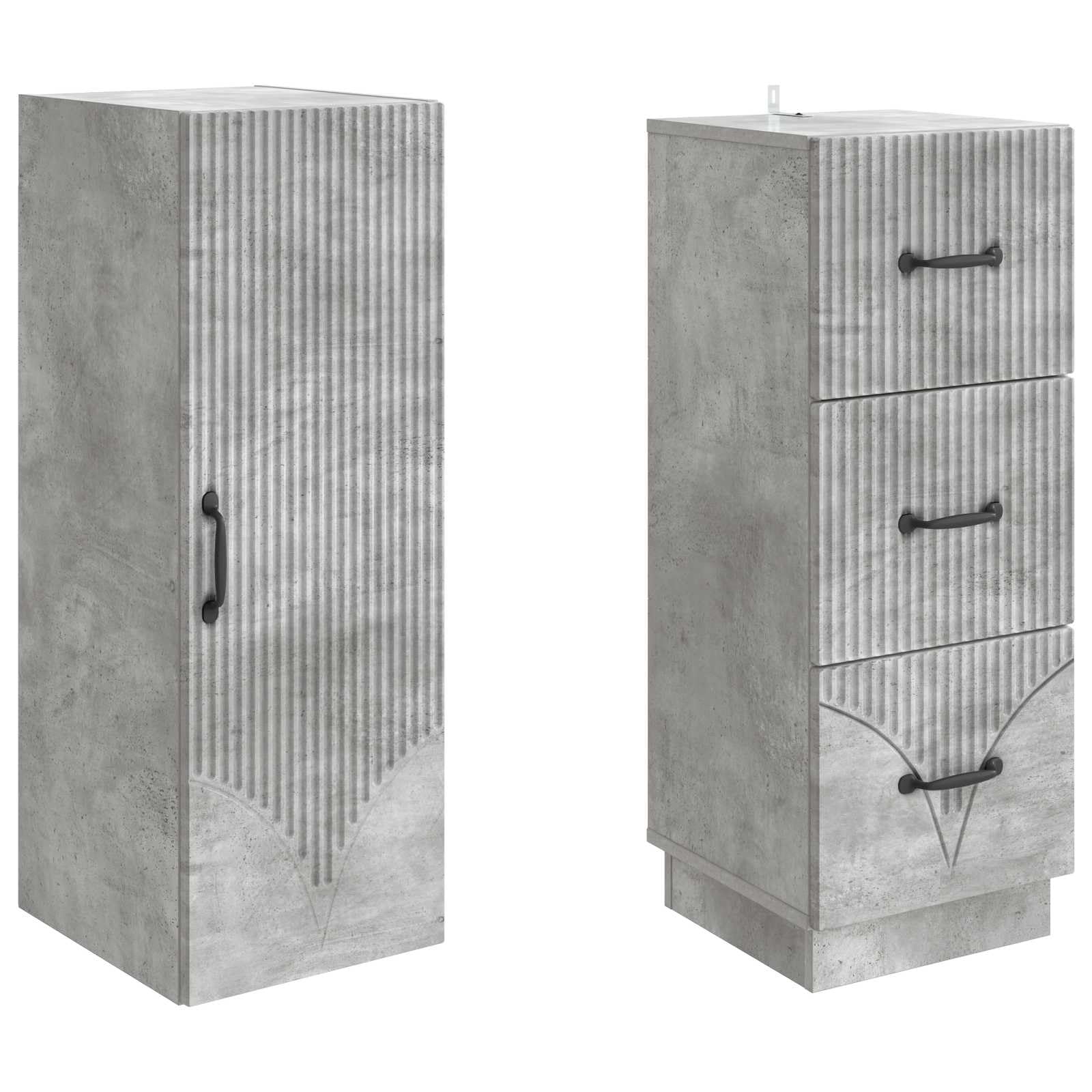 Zestaw szaf 2 szt. szary betonowy materiał drewnopochodny 33 x 34,5 x 87 cm z szufladami i półkami, uniwersalna szafka do przechowywania do biura, gospodarstwa domowego, korytarza, garażu