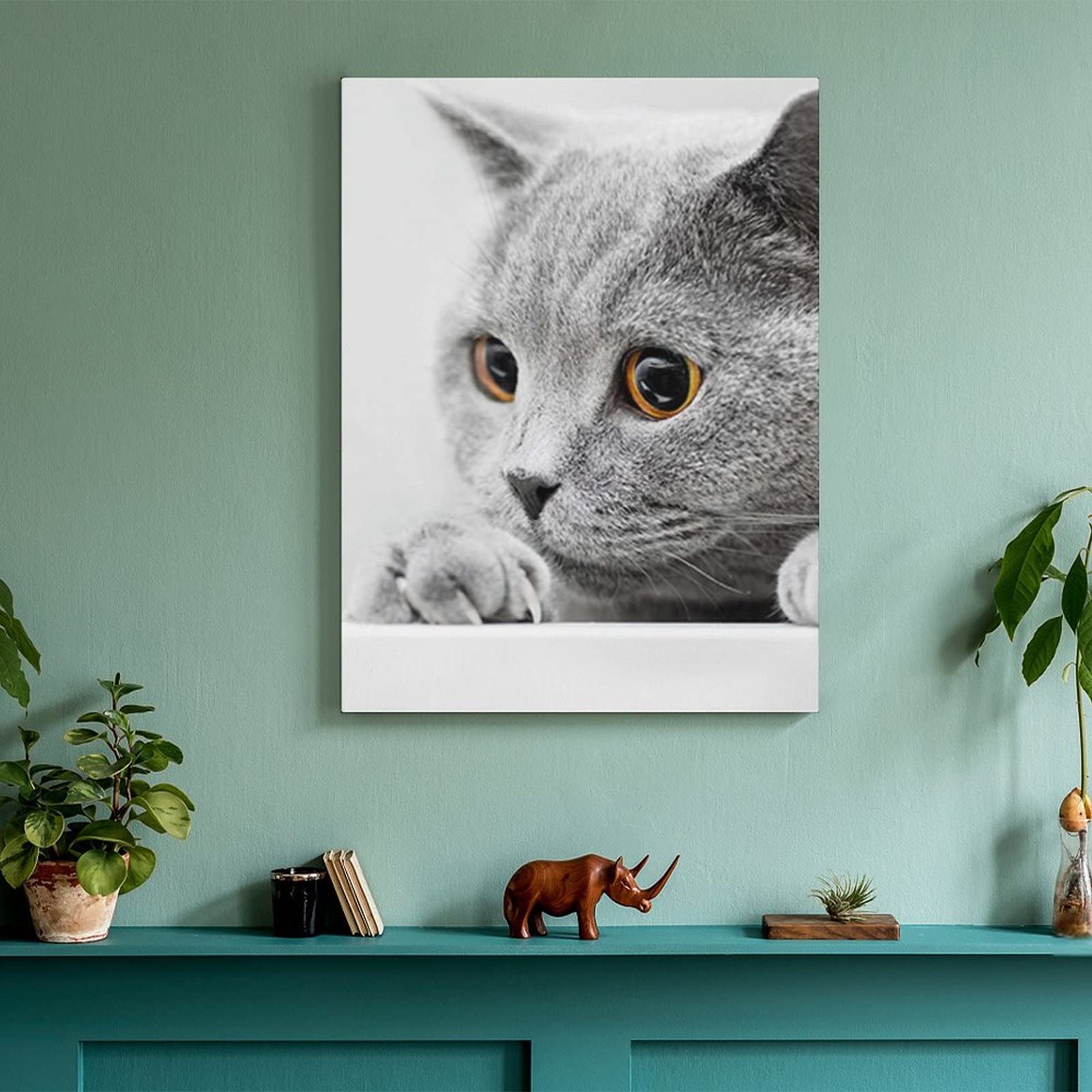 Amazon｜猫 ブリティッシュ・ショートヘア アートパネル 絵画