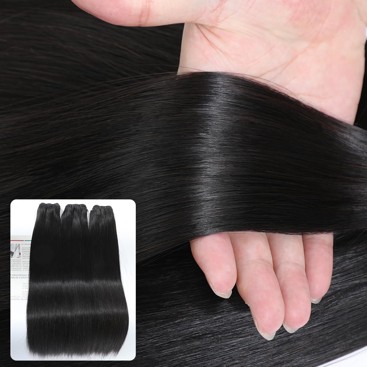 Grand Nature Virgin Human Hair Bundles, Brazilian Raw Virgin Hair Bundles Straight Double Drawn Hair Wefts
