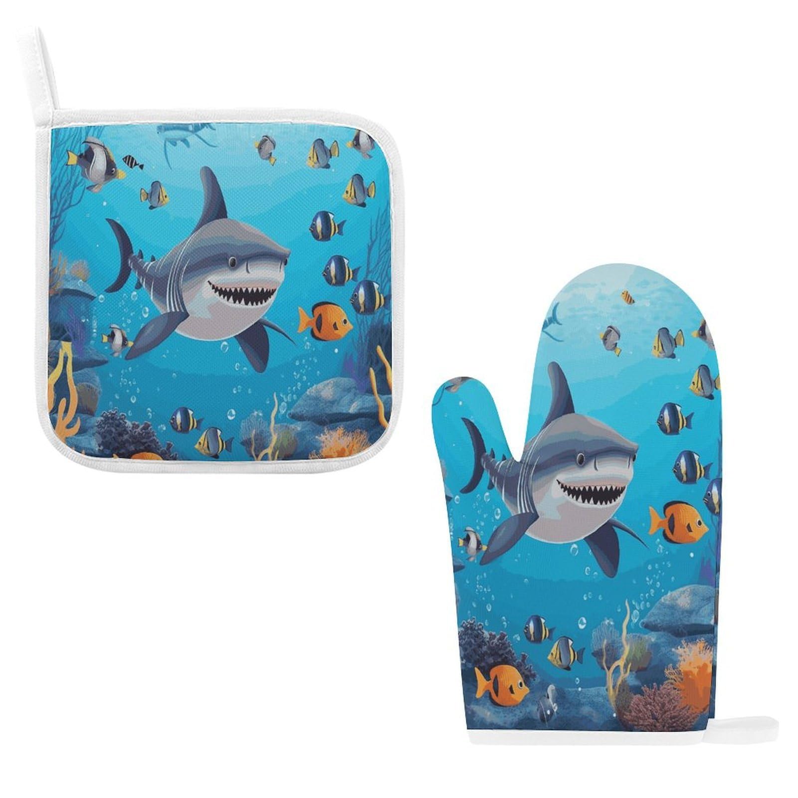 Fodpand Style Fish Ocean Theme Oven Mitts And Pot Holders Sets
