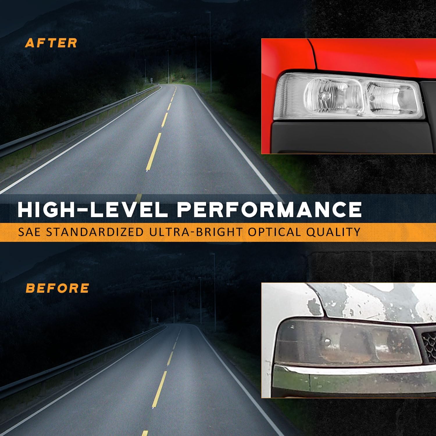 WEELMOTO Headlights Assembly for 2003-2014 Chevy Express 1500 / GMC Savana 1500; Headlight Compatible with 2003-2023 Chevy Express 2500 3500 / GMC Savana 2500 3500 Headlamp+Corner+Bumper Signal Light