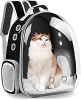 XZKING Transparent Bubble Cat Backpack Carrier - Airline Approved Space Capsule Pet Travel Bag for Small Cats Puppies Hiking Outdoor Black
