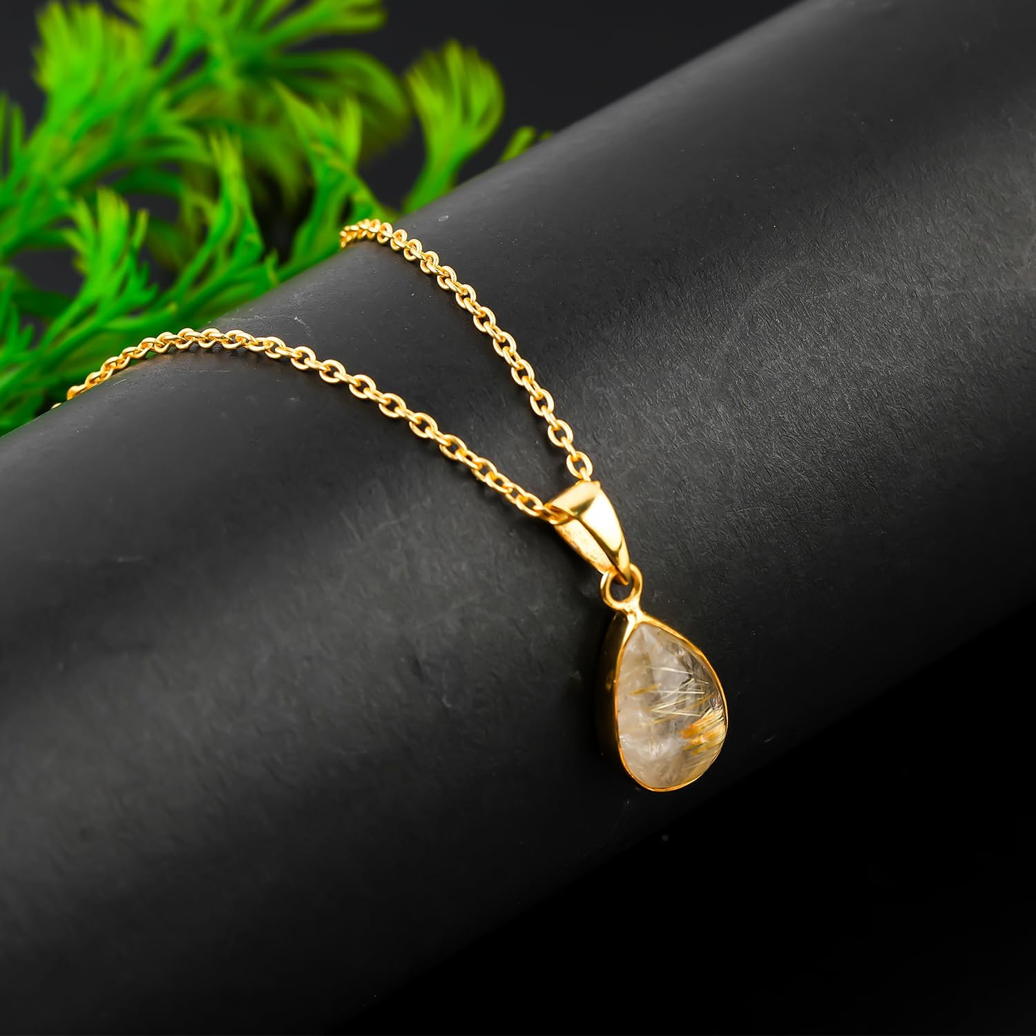 AAA Grade Natural Gemstones Cabochon Dainty Necklace, Polished Stones Pendants, Handmade Bohemian Jewelry, 14K Gold Plated Chain, Healing Crystals, Christmas Gift for Women, 18inch - Image 4