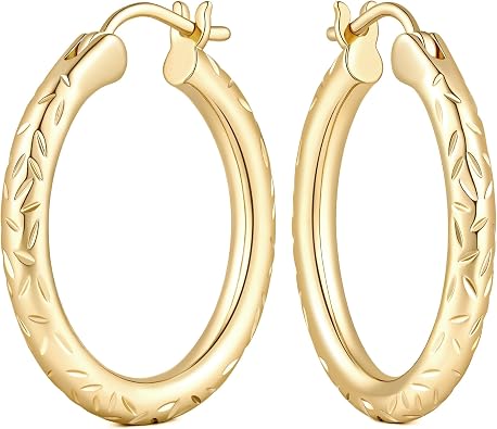 Gold Hoop Earrings for Women 14K Gold Hoop Earrings for Women