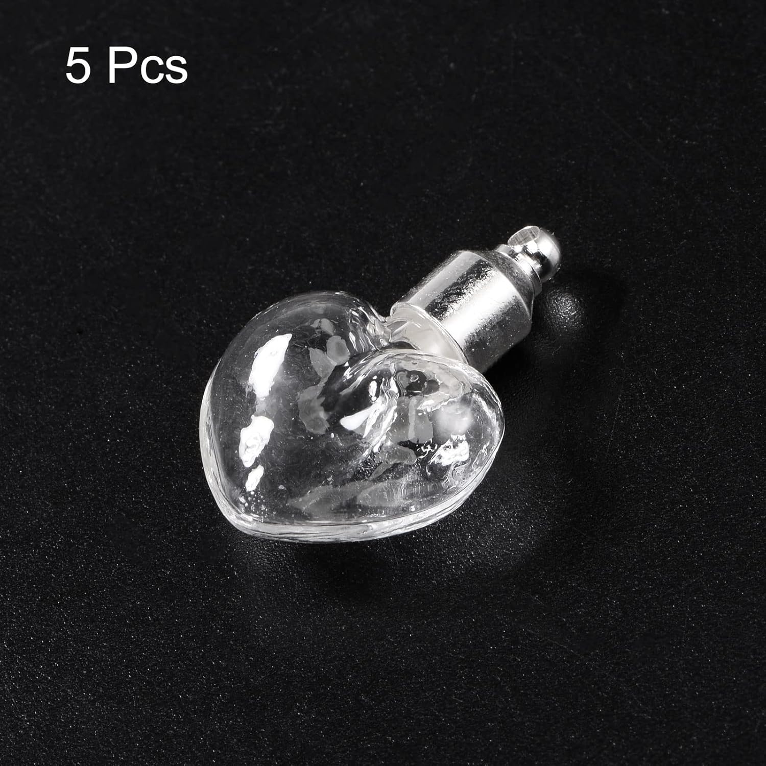 HARFINGTON 5pcs Name on Rice Glass Vial Pendant 6mm Width Heart Shape Screw Cap Clear Vial Necklace Hanging Wish Bottles for Liquid Sand Ashes DIY Pendant Craft Souvenirs - Image 3