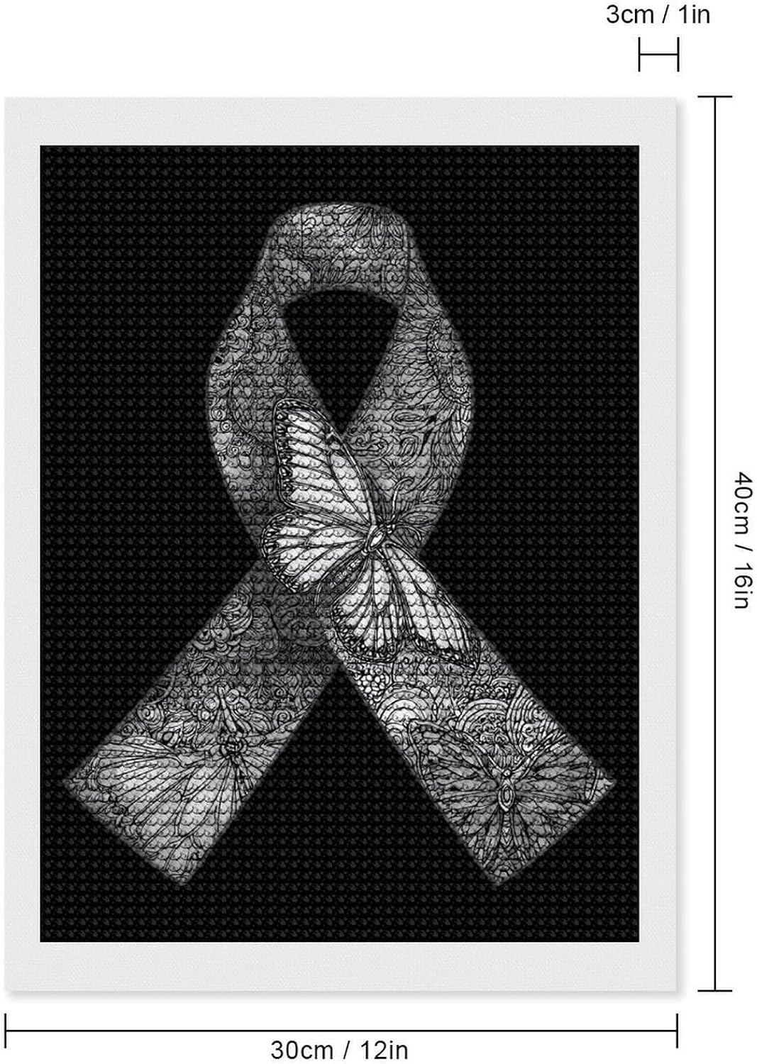 Brain Cancer Awareness Ribbon Butterflies Adults Diamond 5D Painting Kit Full Drill DIY Art Craft for Home Wall Decoration