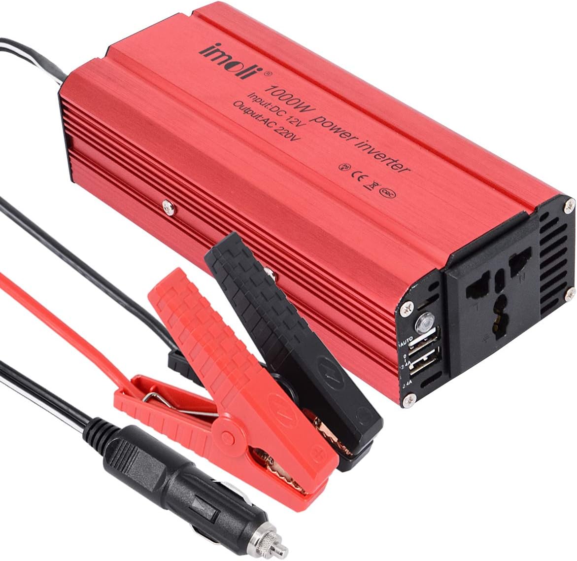 imoli 1000W Car Power Inverter DC 12V to AC 220V - Red