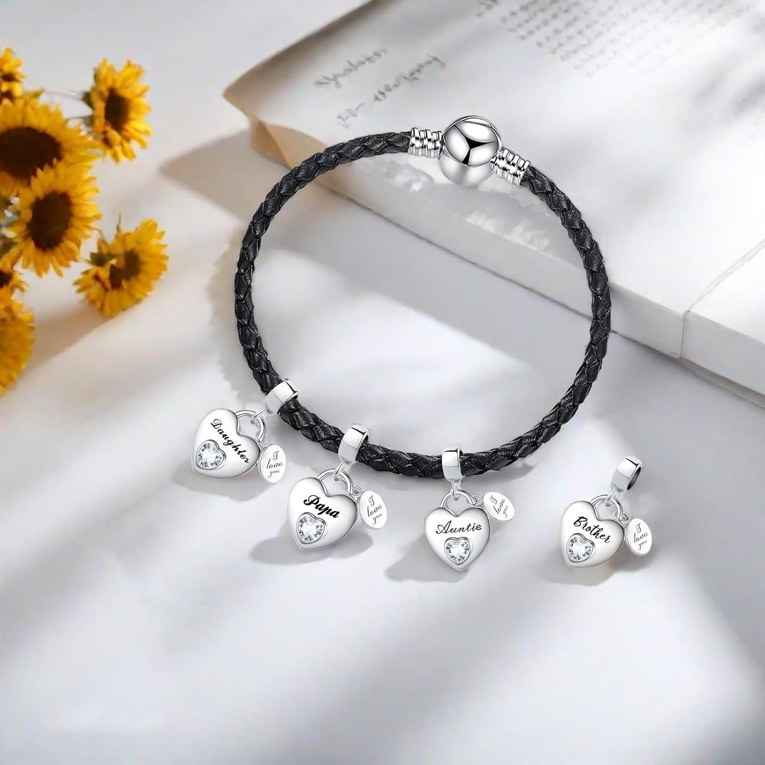 TCHYUN Family Series Dangle Charm Heart Birthstone Bead for Pandora Bracelet Women Gift - Image 5