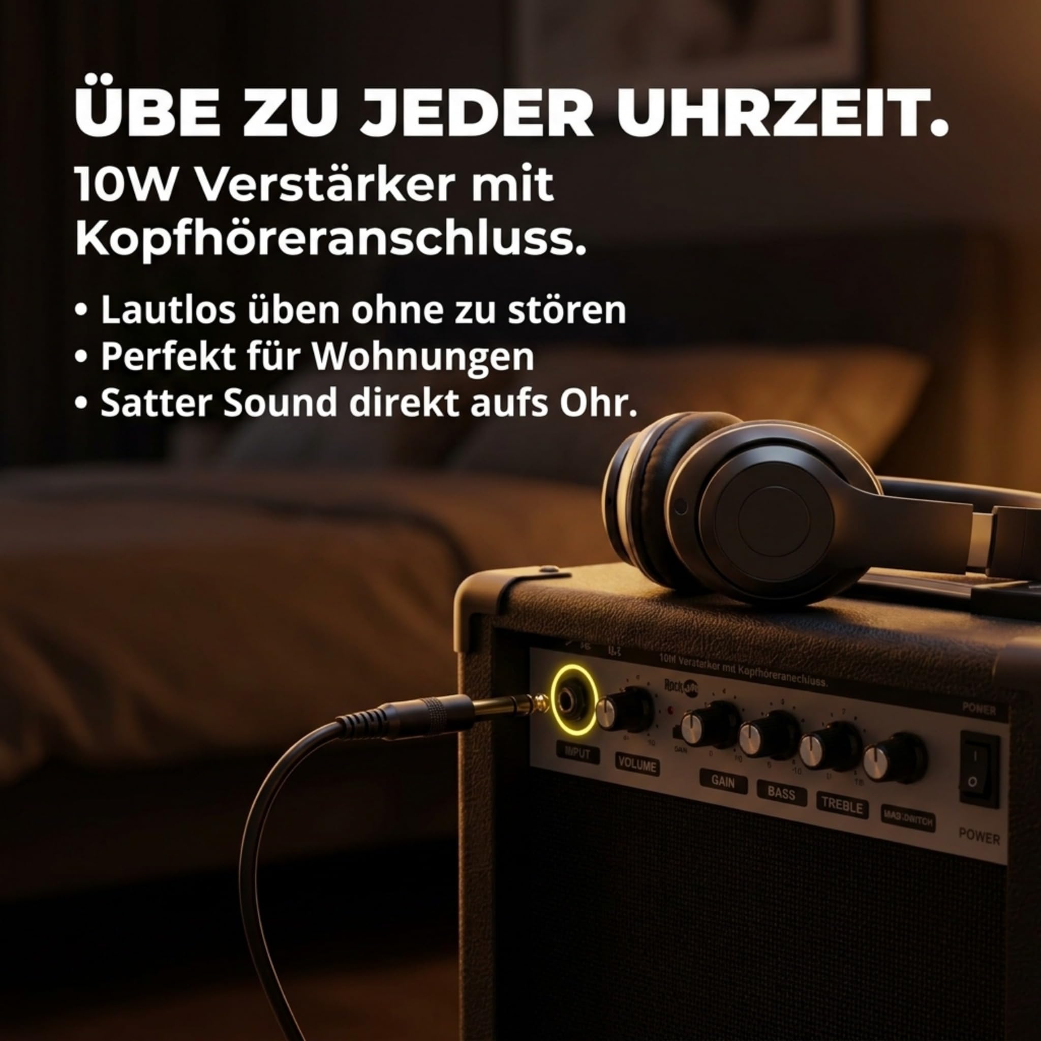 RockJam E-Gitarren-Set volle Größe für Anfänger, Schwarz, 6 Saiten mit 10-W-Verstärker, Tasche, Gurt, Kabel, Plektren und Tremolo