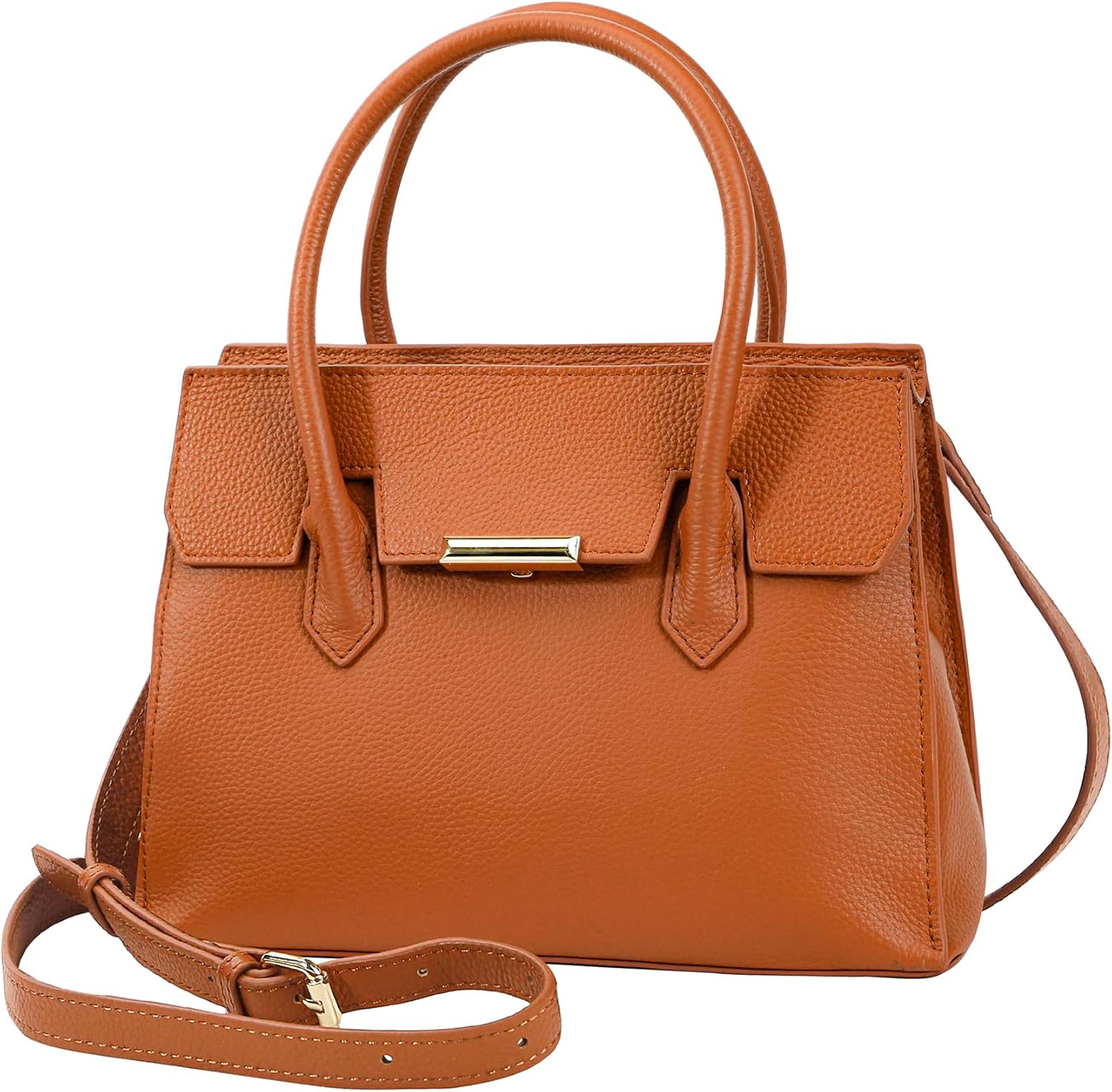 Taertii Women's Classic Genuine Leather Handbag, Brown Top-Handle Shoulder Bag Business Daily Purse Satchel Bags For Ladies