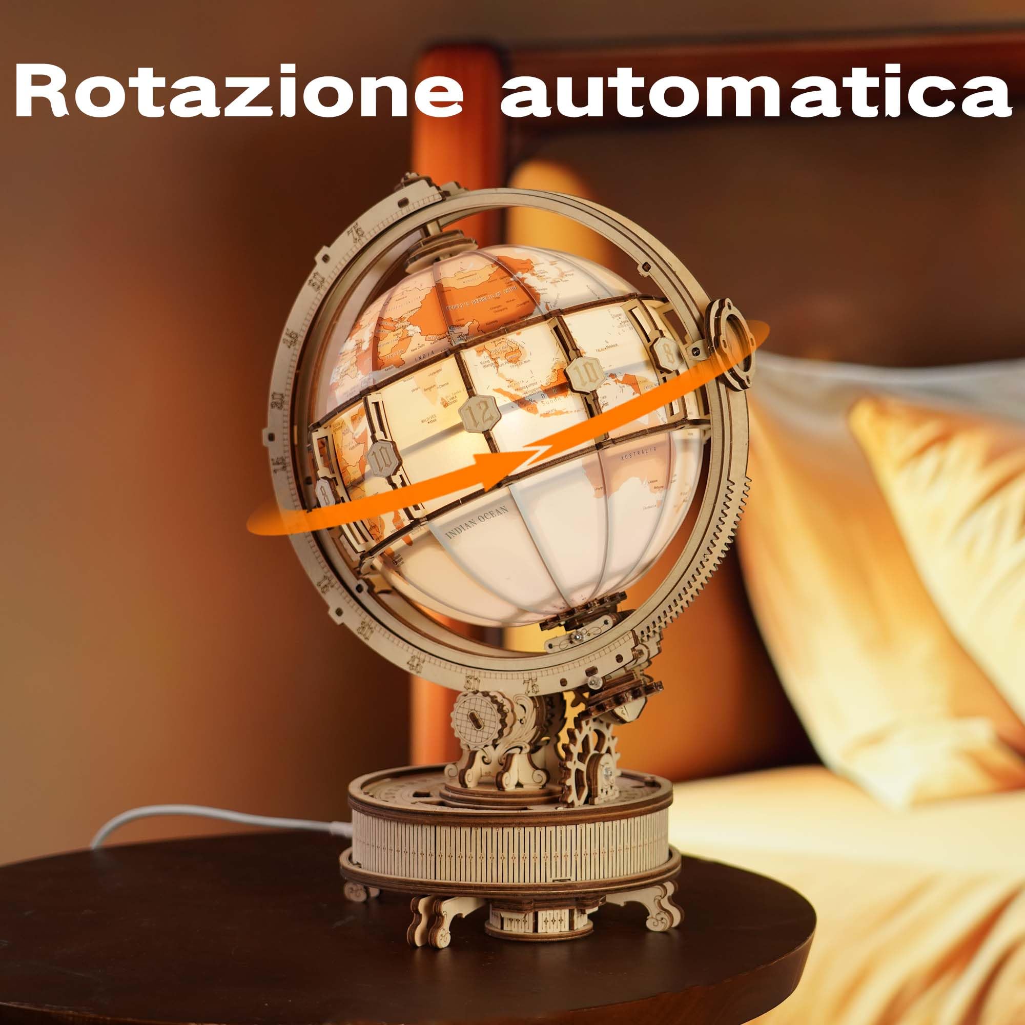 ROKR Puzzle 3D in Legno Nuovo Elettrico Luminous Globe Modellismo da Costruire Adulti,Regalo di Compleanno per Adulti e Ragazzi