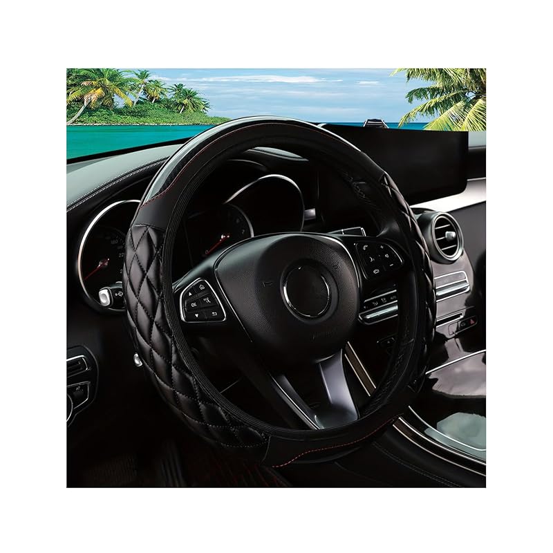 Capa para Volante em Couro Sintético Preta para Volantes de 36,8–38,1 cm Couslcd