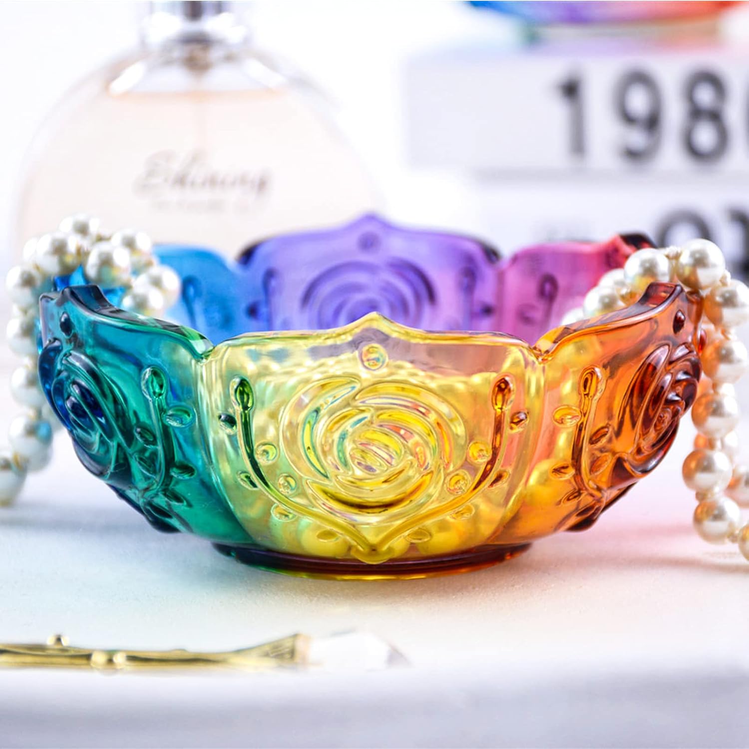 2PCS Flower Tray Resin Mold, Lotus Bowl Silicone Mold for Epoxy Resin Casting, Unique Resin Concrete Mold for DIY Jewelry Holder Trinket Container Box Candle Holder Home Table Decoration image 4