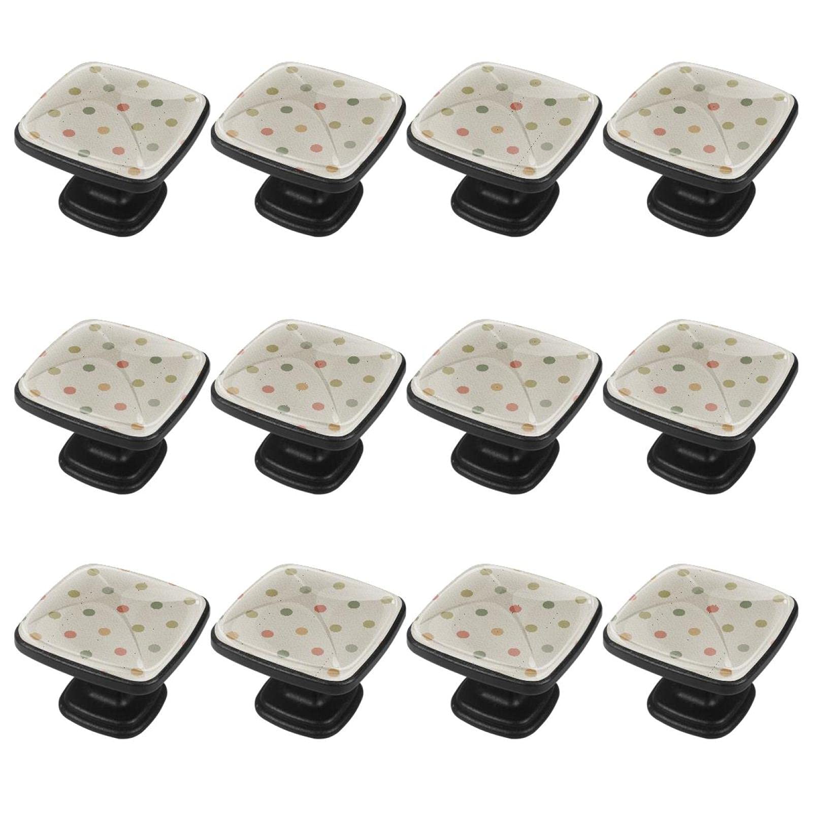 Boutons d'armoire vintage colorés à pois pour meuble et tiroir (lot de 12)