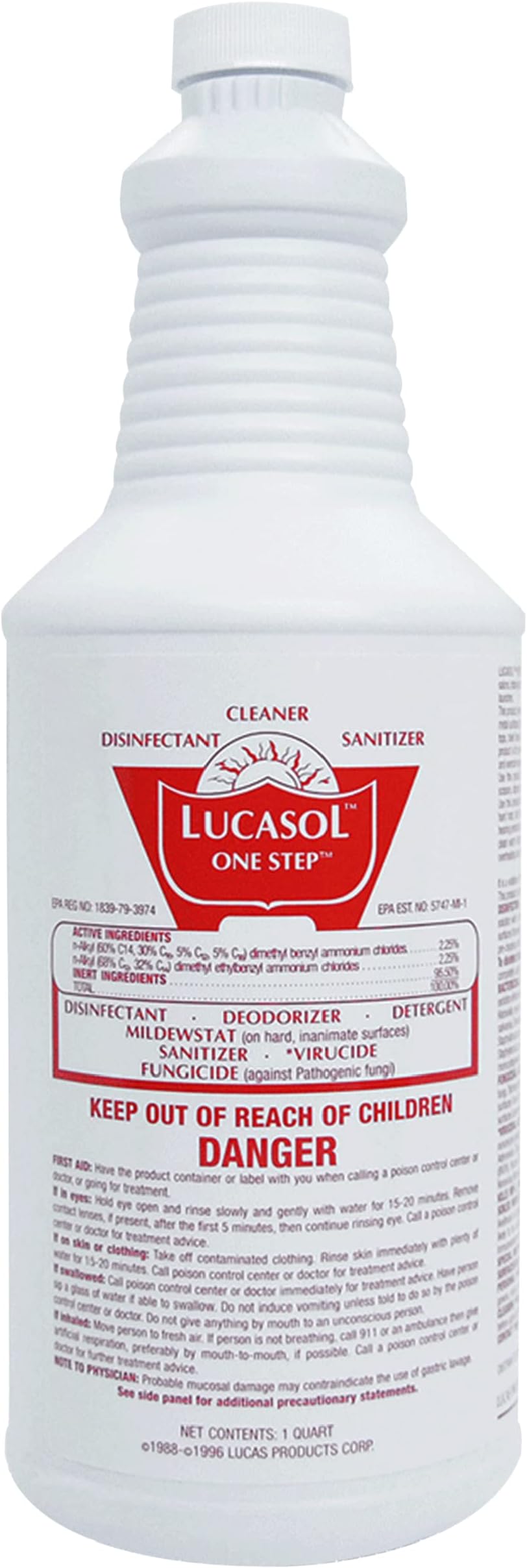 One Step Disinfectant, 1 Quart (32 Ounce), All Purpose Cleaner Spray For Hospitals, Barber Supplies, Household Essentials, School, Salons, Household Cleaning And More