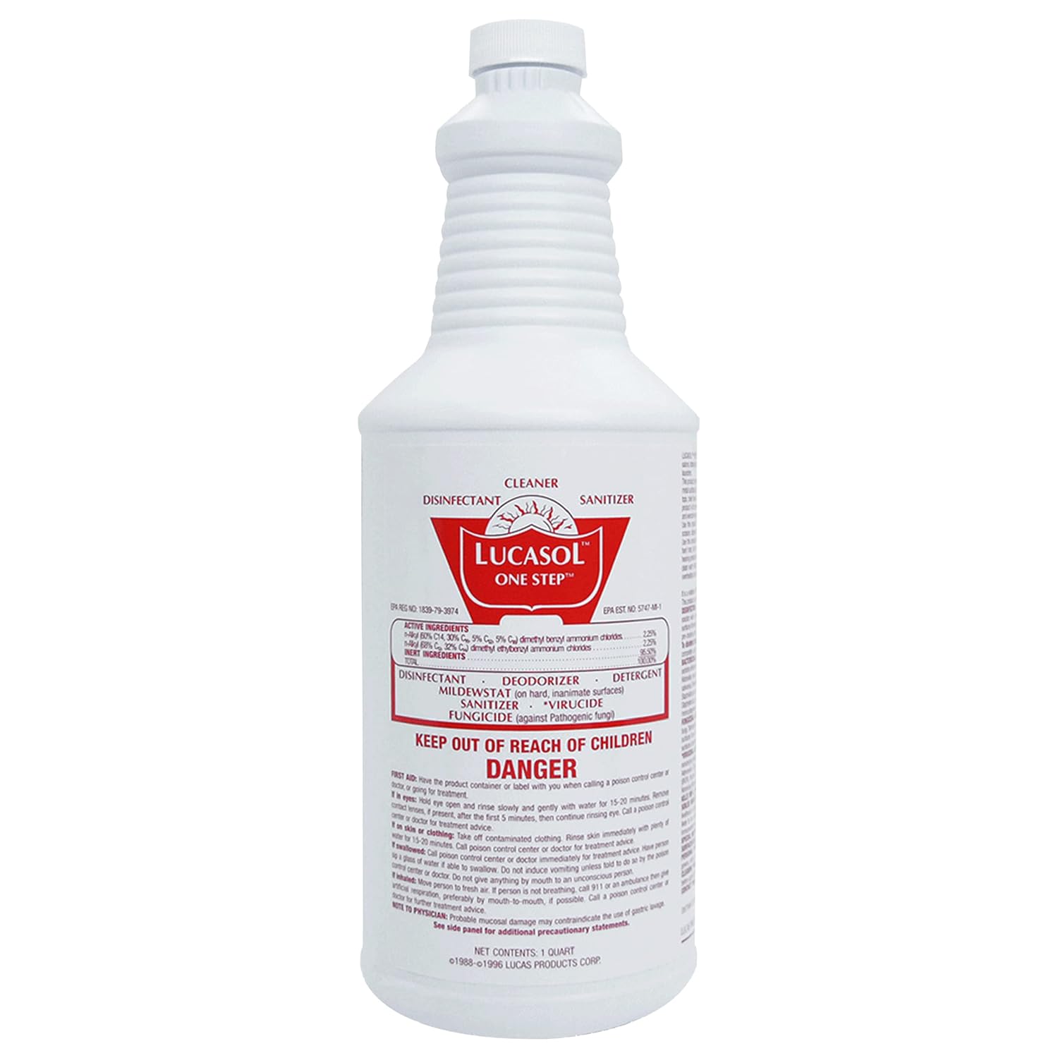 Lucasol One Step Disinfectant 1 Quart 32 Ounce All Purpose Cleaner Spray For Hospitals Barber Supplies Household Essentials