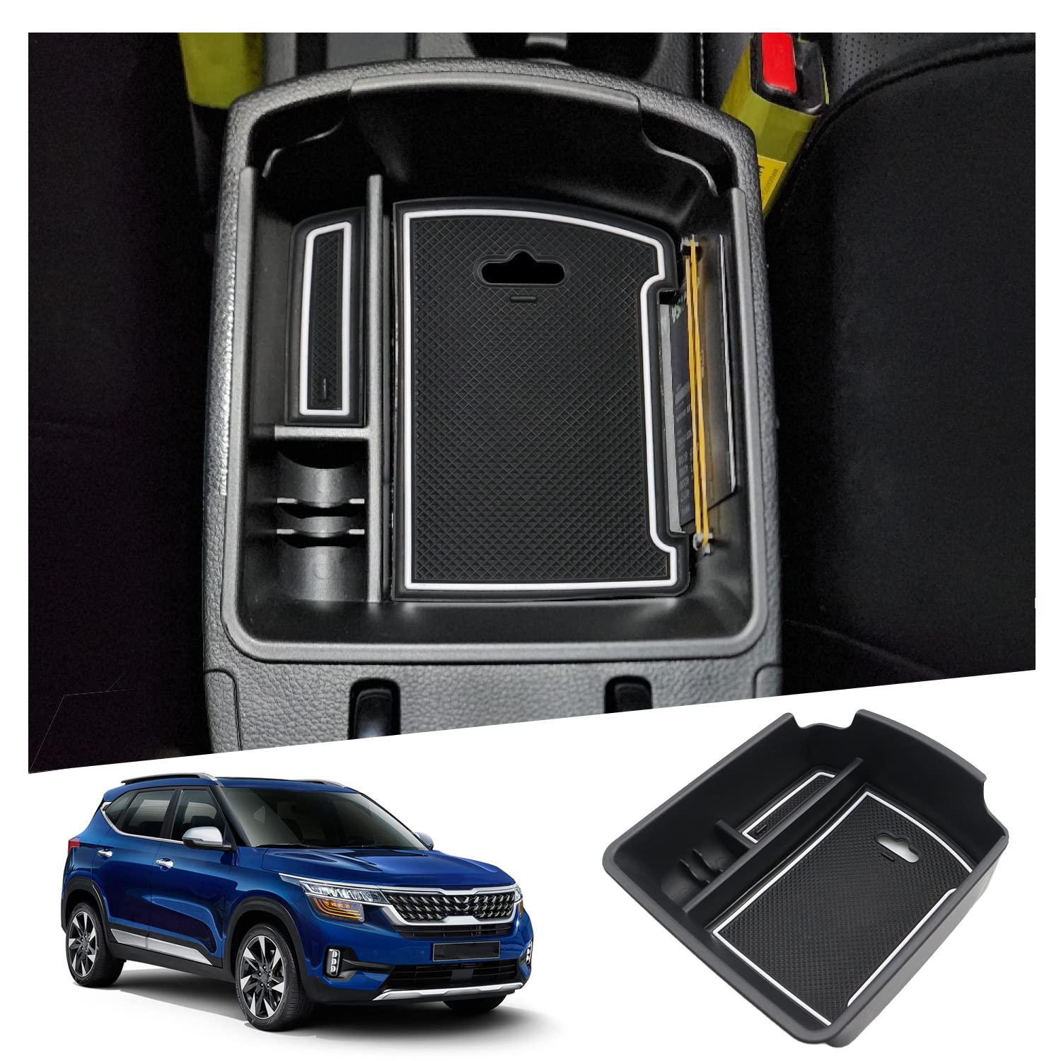 Fit For Kia Seltos Sport+ 2019-2023 Armrest Storage Glove Box Console Organizer