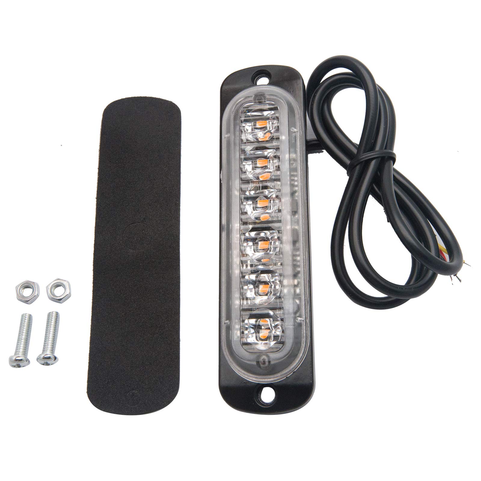 Baceyong Luci stroboscopiche di emergenza per auto, 2/4/6/8 pezzi, barra luminosa a 6 LED color ambra, con griglia di segnalazione guasti lampeggianti, per veicoli, camion, rimorchi, furgoni