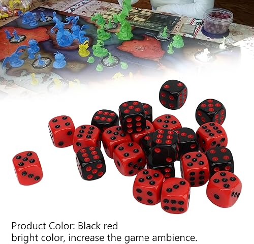 Miniatura 3 de 48 dados de seis caras, dados poliédricos ligeros de plástico negro y rojo para juegos de mesa, juegos interactivos, juegos de cartas coleccionables