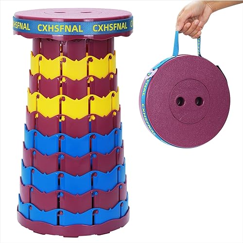 Miniatura 12 de Taburete plegable mejorado, taburetes plegables portátiles, asiento retráctil o reposapiés, taburete plegable para acampar al aire libre, mochila de