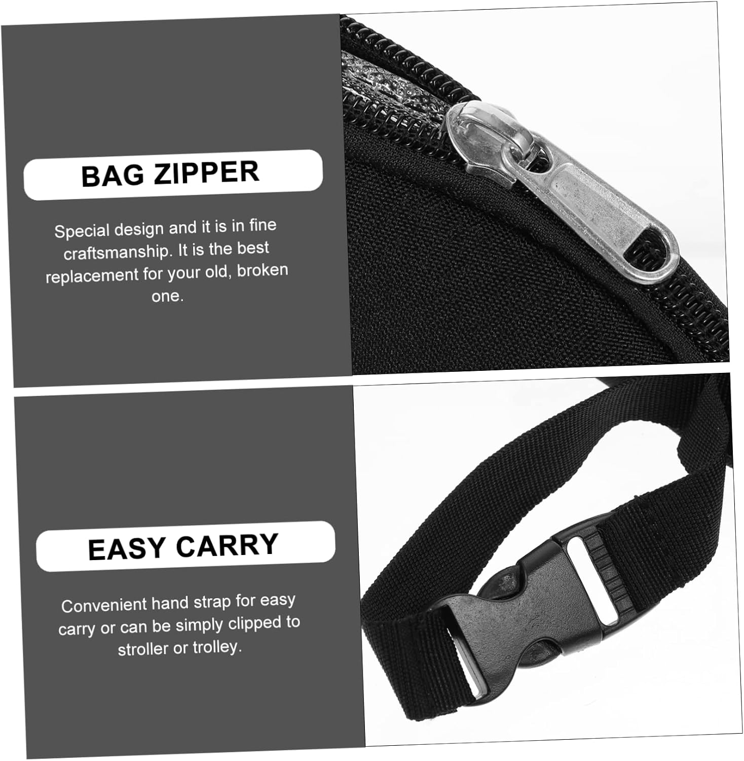 Insulated Bottle Bag Temperature Retaining Cooler for Breast Milk Convenient Hand Strap Durable Design Black Color Random Zipper Color